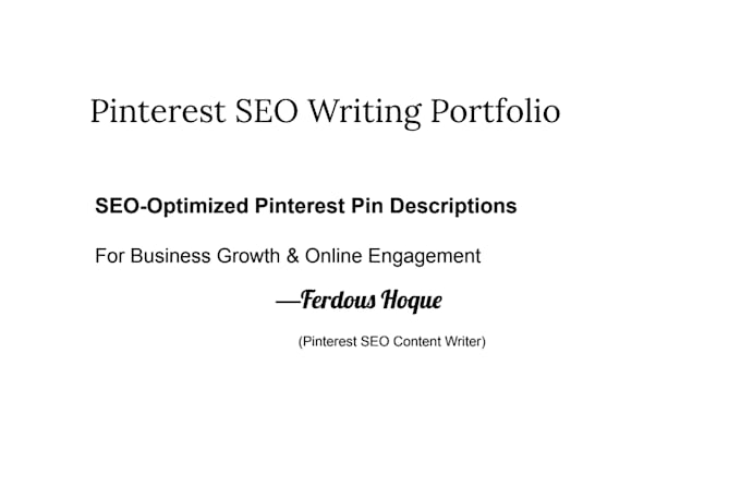 write SEO optimized pinterest pin description for your business
